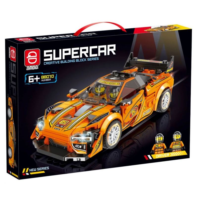 QIDAI 88010 non Lego XE THỂ THAO MÀU CAM 88010 bộ đồ chơi xếp lắp ráp ghép mô hình Speed Champions Racing Cars Đua Xe Công Thức