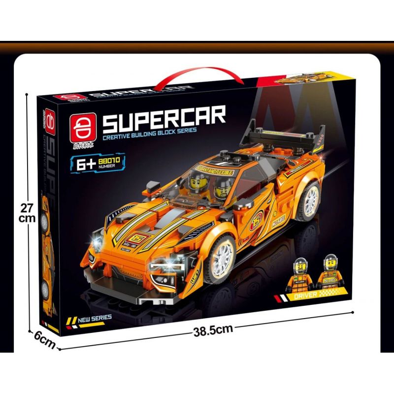 QIDAI 88010 non  XE THỂ THAO MÀU CAM 88010 bộ đồ chơi xếp lắp ráp ghép mô hình Speed Champions Racing Cars Đua Xe Công Thức