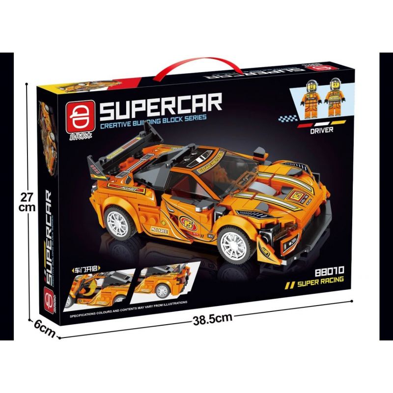 QIDAI 88010 non  XE THỂ THAO MÀU CAM 88010 bộ đồ chơi xếp lắp ráp ghép mô hình Speed Champions Racing Cars Đua Xe Công Thức