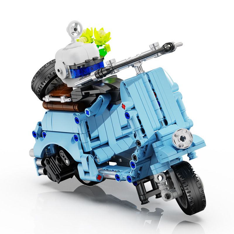 BRICKCOOL KC017 non Lego XE MÁY BIỂN YUANQIN MÀU XANH bộ đồ chơi xếp lắp ráp ghép mô hình Technic AEGEAN SEA（1951 VESPA 125） Kỹ Thuật Công Nghệ Cao Mô Hình Phương Tiện 513 khối