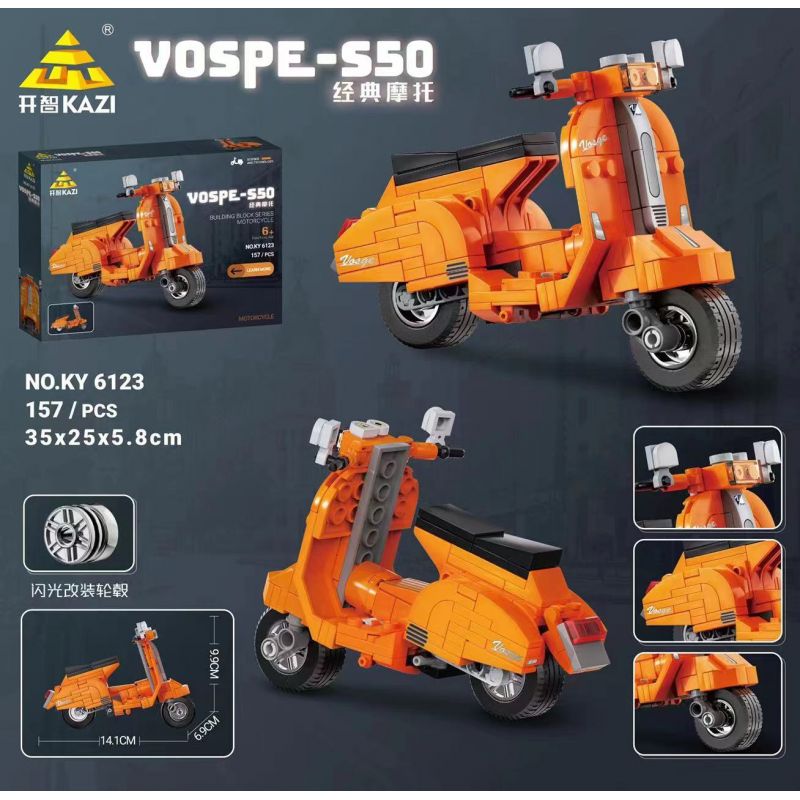 Kazi KY6123 6123 non  XE MÁY CỔ ĐIỂN VOSPE-S50 bộ đồ chơi xếp lắp ráp ghép mô hình Classic 157 khối