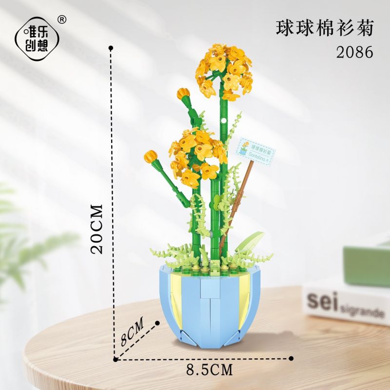 WEIGHT 2086 non  HOA CÚC TUYẾT TÙNG bộ đồ chơi xếp lắp ráp ghép mô hình 329 khối