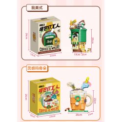 AREA-X AX0301 0301 non  CÔNG NHÂN NẾM CÀ PHÊ BAOFU MOCHA bộ đồ chơi xếp lắp ráp ghép mô hình COFFEE IS MYLIFE