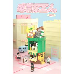 AREA-X AX0301 0301 non  CÔNG NHÂN NẾM CÀ PHÊ BAOFU MOCHA bộ đồ chơi xếp lắp ráp ghép mô hình COFFEE IS MYLIFE