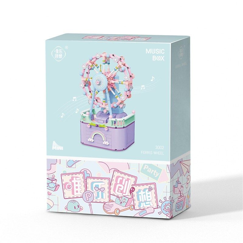 WEIGHT 3002 non  HỘP NHẠC ĐU QUAY bộ đồ chơi xếp lắp ráp ghép mô hình Girl FERRIS WHEEL Con Gái 874 khối