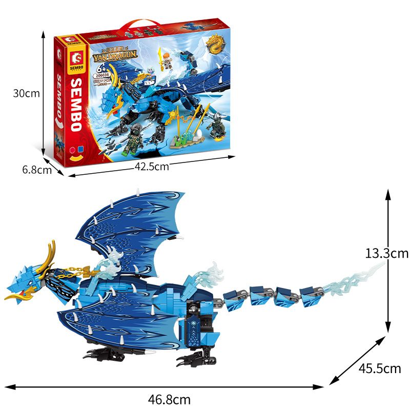 SEMBO 206036 non  RỒNG HOÀNG ĐẾ BÃO TỐ bộ đồ chơi xếp lắp ráp ghép mô hình 601 khối