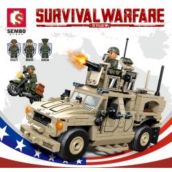 SEMBO 207122 non  XE ĐỊA HÌNH CHỐNG MÌN PHỤC KÍCH M-ATV bộ đồ chơi xếp lắp ráp ghép mô hình Military Army SURVIVAL WARFARE Quân Sự Bộ Đội 418 khối