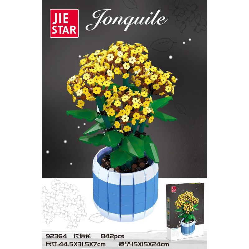 JIESTAR 92364 non  HOA TRƯỜNG THỌ bộ đồ chơi xếp lắp ráp ghép mô hình Flowers JONQUILE 842 khối
