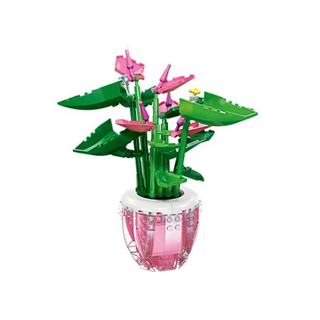 JIESTAR 92361 non  LÒNG BÀN TAY MÀU HỒNG bộ đồ chơi xếp lắp ráp ghép mô hình Flowers PINK PALM Hoa 257 khối
