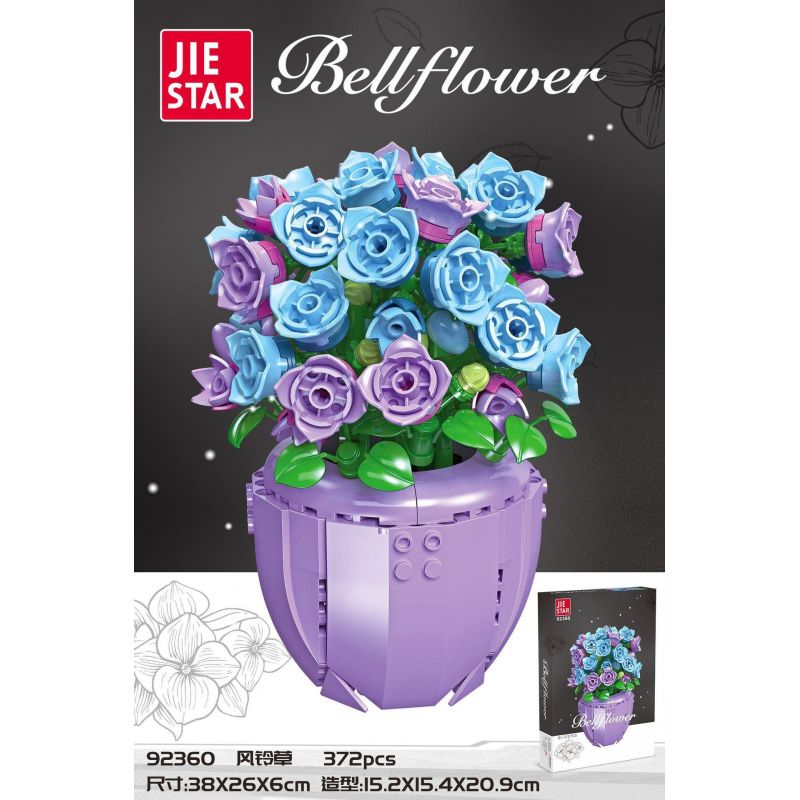 JIESTAR 92360 non  HOA CHUÔNG bộ đồ chơi xếp lắp ráp ghép mô hình Flowers BELLFLOWER 372 khối