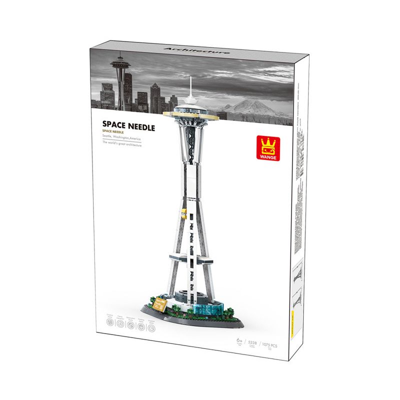 WANGE 5238 non  KIM KHÔNG GIAN SEATTLE bộ đồ chơi xếp lắp ráp ghép mô hình Buildings SPACE NEEDLE 1075 khối