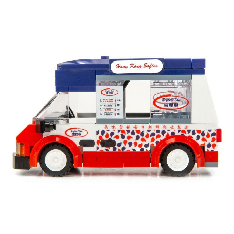 TINY ATBRC001 non  XE BÁN KEM HỒNG KÔNG bộ đồ chơi xếp lắp ráp ghép mô hình City HONG KONG ICE CREAM VAN Thành Phố 200 khối
