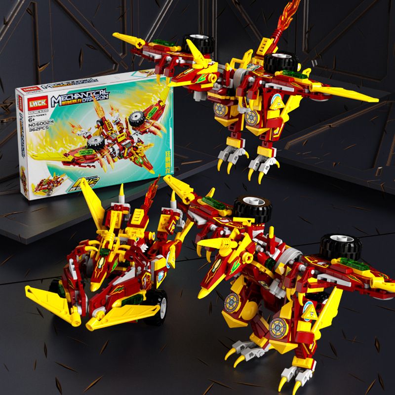 LWCK 60024 non Lego HAI CỖ XE PTERODACTYL THAY ĐỔI bộ đồ chơi xếp lắp ráp ghép mô hình 362 khối