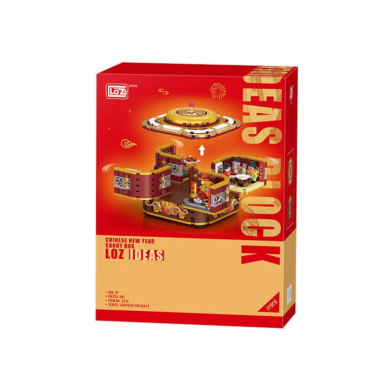 LOZ 2215 non  HỘP DAQUAN SUM HỌP NĂM MỚI bộ đồ chơi xếp lắp ráp ghép mô hình Chinese Traditional Festivals CHINESE NEW YEAR CANDY BOX Lễ Hội Cổ Truyền 691 khối