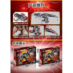 LWCK 60030 non  MÁY T-REX bộ đồ chơi xếp lắp ráp ghép mô hình ANCIENT BEASTS MECHANICAL 1506 khối
