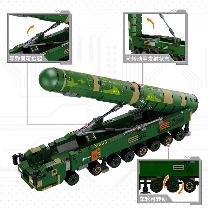 FORANGE FC3834 3834 non  DONGFENG-41 8 TỔ HỢP bộ đồ chơi xếp lắp ráp ghép mô hình Military Army DF-41 Quân Sự Bộ Đội 715 khối