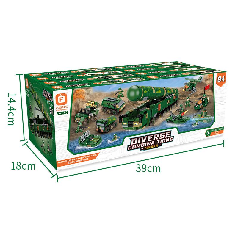 FORANGE FC3834 3834 non  DONGFENG-41 8 TỔ HỢP bộ đồ chơi xếp lắp ráp ghép mô hình Military Army DF-41 Quân Sự Bộ Đội 715 khối