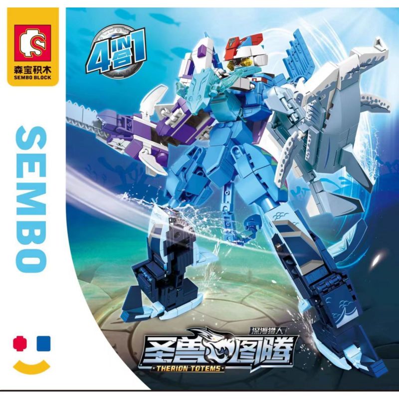 SEMBO 103254 103255 103256 103257 non  THỢ SĂN BIỂN SÂU bộ đồ chơi xếp lắp ráp ghép mô hình Therion Totems 697 khối