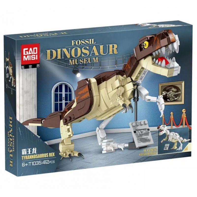 GAOMISI T1035 1035 non Lego TYRANNOSAURUS REX bộ đồ chơi xếp lắp ráp ghép mô hình Creator FOSSIL DINOSAUR MUSEUM TYRANNOSAURUS REX Sáng Tạo 412 khối