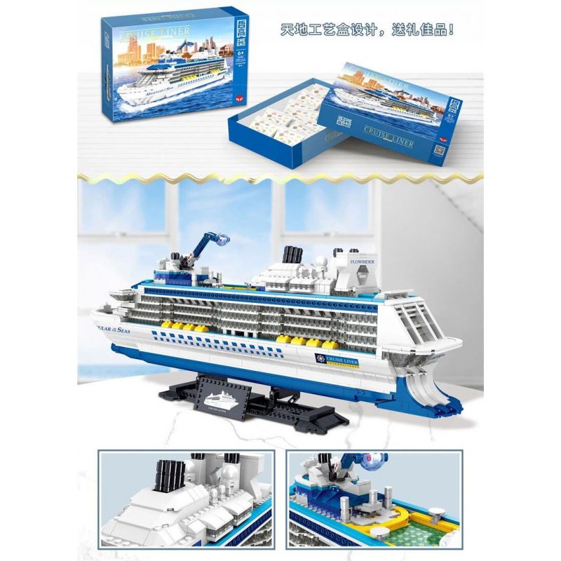ZHEGAO 01030 non  TÀU DU LỊCH bộ đồ chơi xếp lắp ráp ghép mô hình Creator Expert CRUISE LINER MOLECULAR OF THE SEAS Chuyên Gia Sáng Tạo 2428 khối