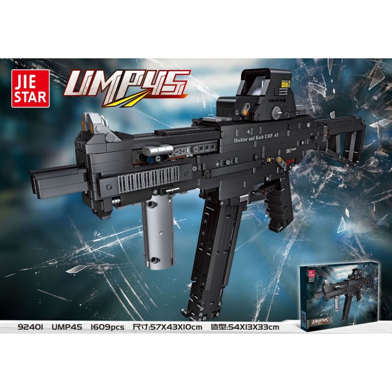 JIESTAR 92401 non  SÚNG TIỂU LIÊN UMP45 bộ đồ chơi xếp lắp ráp ghép mô hình Gun 1609 khối