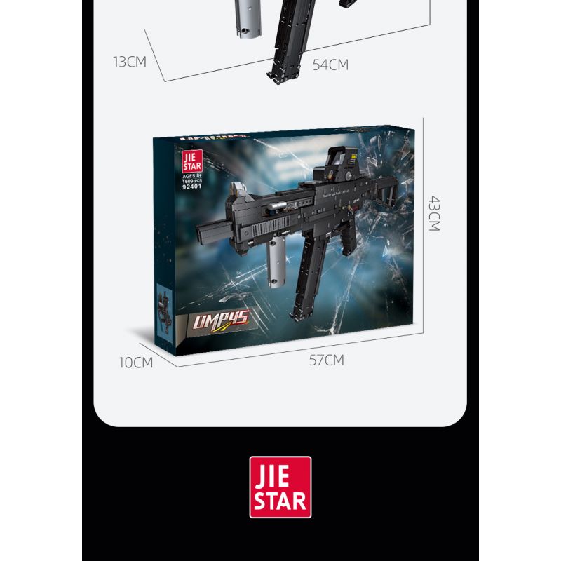 JIESTAR 92401 non  SÚNG TIỂU LIÊN UMP45 bộ đồ chơi xếp lắp ráp ghép mô hình Gun 1609 khối