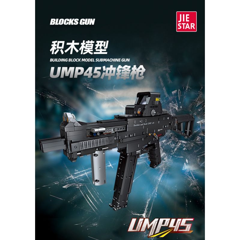 JIESTAR 92401 non  SÚNG TIỂU LIÊN UMP45 bộ đồ chơi xếp lắp ráp ghép mô hình Gun 1609 khối