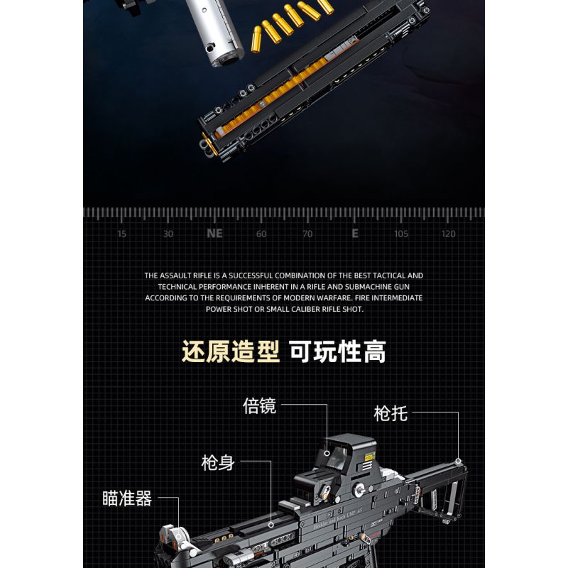JIESTAR 92401 non  SÚNG TIỂU LIÊN UMP45 bộ đồ chơi xếp lắp ráp ghép mô hình Gun 1609 khối