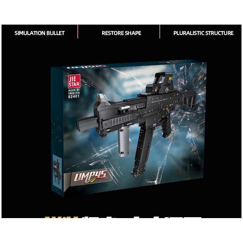 JIESTAR 92401 non  SÚNG TIỂU LIÊN UMP45 bộ đồ chơi xếp lắp ráp ghép mô hình Gun 1609 khối