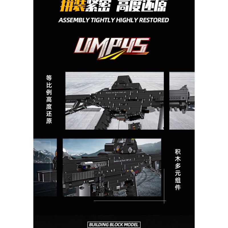 JIESTAR 92401 non  SÚNG TIỂU LIÊN UMP45 bộ đồ chơi xếp lắp ráp ghép mô hình Gun 1609 khối