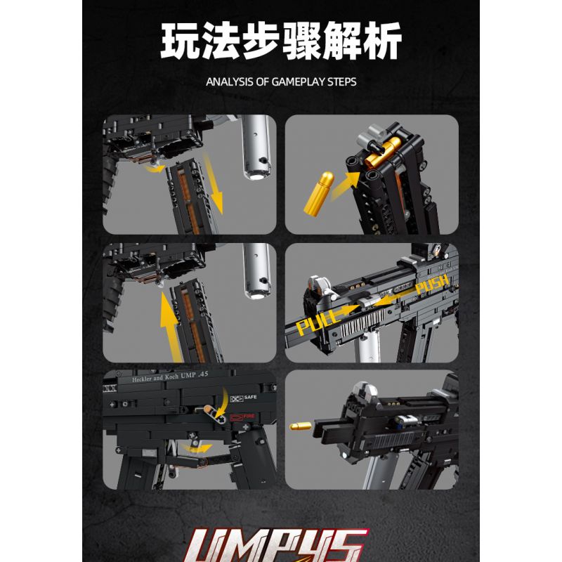 JIESTAR 92401 non  SÚNG TIỂU LIÊN UMP45 bộ đồ chơi xếp lắp ráp ghép mô hình Gun 1609 khối