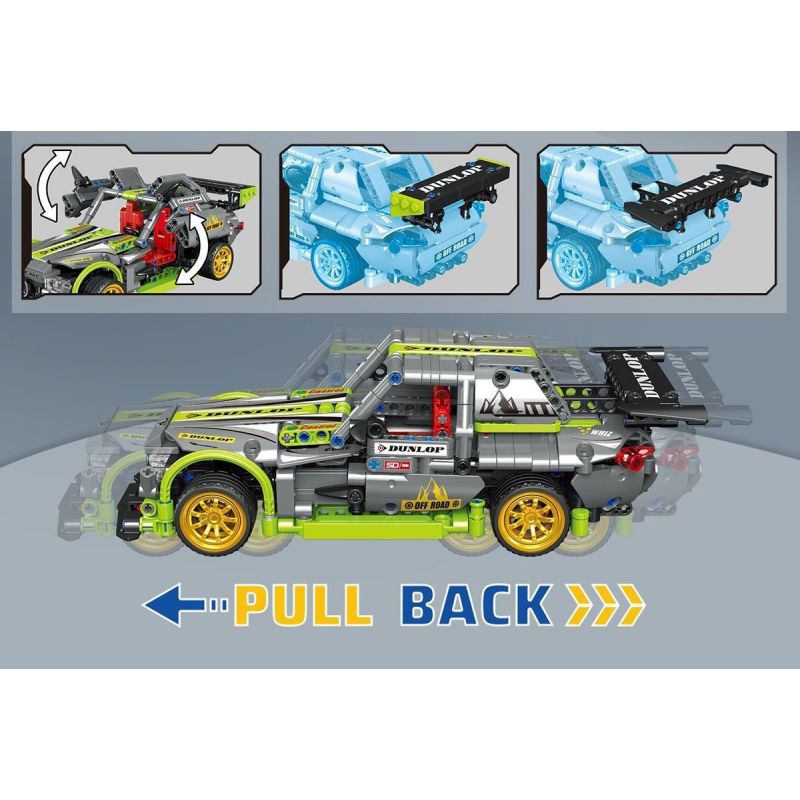 ZHEGAO QL1239 1239 non  BLAST ĐUA KÉO LẠI XE bộ đồ chơi xếp lắp ráp ghép mô hình Speed Champions Racing Cars MACHINERY Đua Xe Công Thức 712 khối