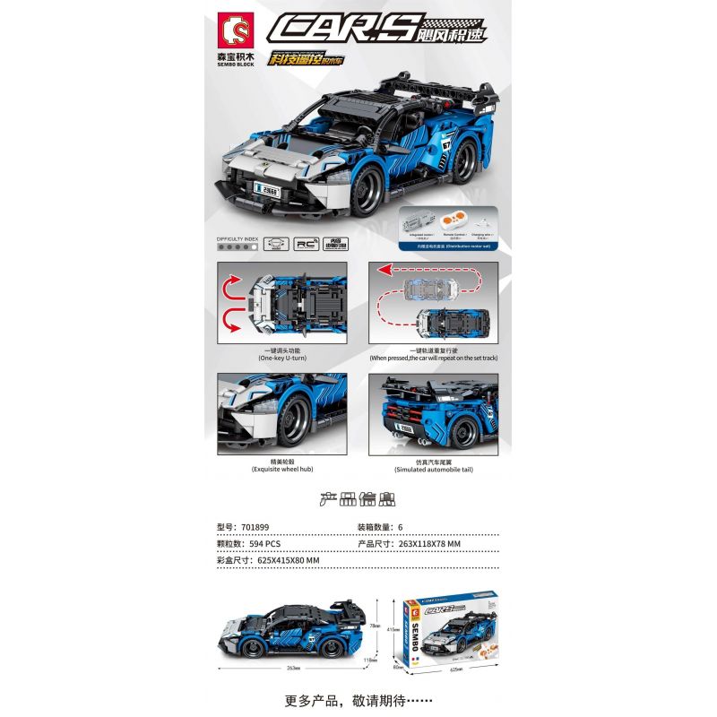 SEMBO 701899 non  MCLAREN SENNA GTR bộ đồ chơi xếp lắp ráp ghép mô hình  Kỹ Thuật Công Nghệ Cao Mô Hình Phương Tiện 594 khối
