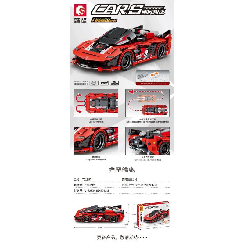 SEMBO 701897 non  FERRARIFXX bộ đồ chơi xếp lắp ráp ghép mô hình  FERRARI FXX Kỹ Thuật Công Nghệ Cao Mô Hình Phương Tiện 594 khối