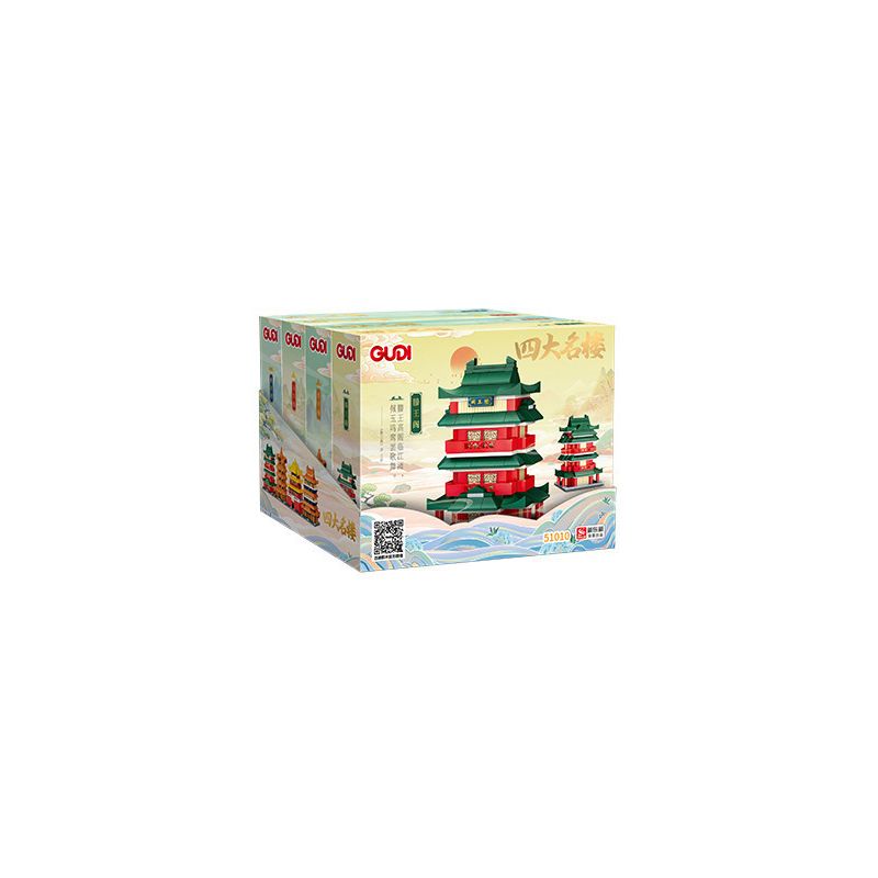 GUDI 51010 non  BỐN TÒA NHÀ NỔI TIẾNG 4 LOẠI THÁP CẨU VÀNG ĐÌNH TENGWANG NHẠC DƯƠNG QUANQUE bộ đồ chơi xếp lắp ráp ghép mô hình Creator Sáng Tạo