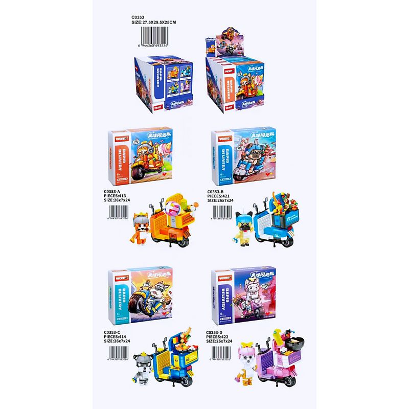 WOMA C0353 0353 non  TEAM FLASH NGON 4 KIỂU bộ đồ chơi xếp lắp ráp ghép mô hình Motorcycle Motorbike RAPID DELIVERY Xe Hai Bánh 1670 khối