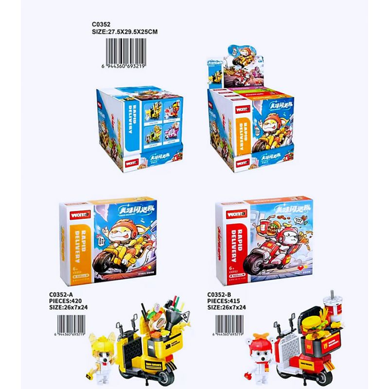 WOMA C0352 0352 non  TEAM FLASH NGON 4 KIỂU bộ đồ chơi xếp lắp ráp ghép mô hình Motorcycle Motorbike RAPID DELIVERY Xe Hai Bánh 1682 khối