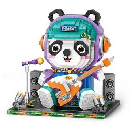 LOZ 8120 non  CA SĨ GẤU TRÚC bộ đồ chơi xếp lắp ráp ghép mô hình SINGER 1060 khối