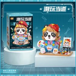 LOZ 8119 non  HỌA SĨ GẤU TRÚC bộ đồ chơi xếp lắp ráp ghép mô hình PAINTER 1130 khối