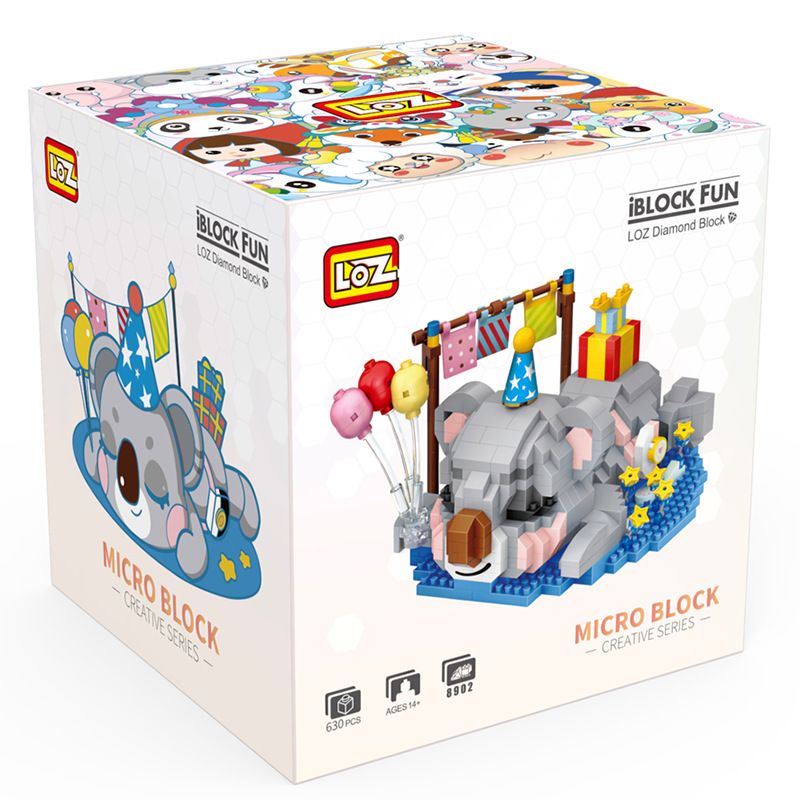 LOZ 8902 non  TIỆC SINH NHẬT KOALA bộ đồ chơi xếp lắp ráp ghép mô hình Seasonal Mùa Lễ Hội 630 khối