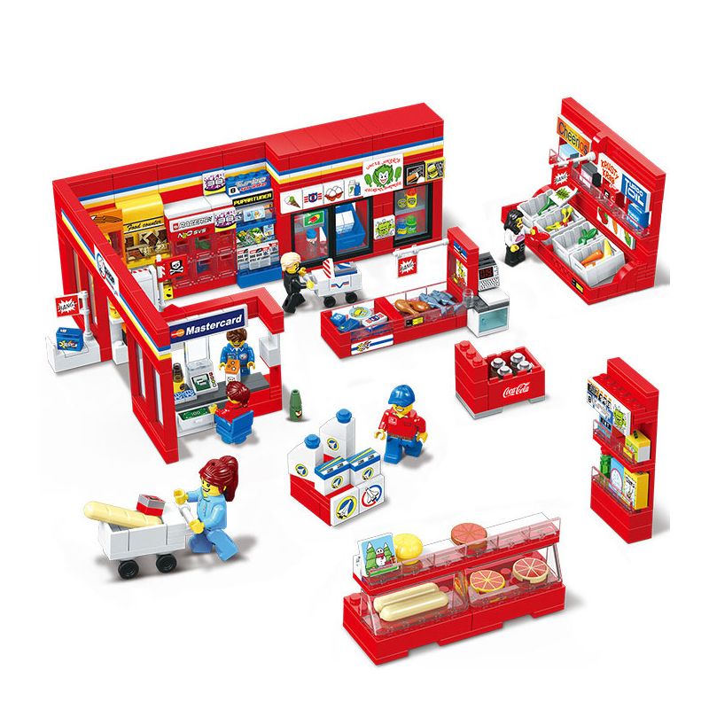 JIESTAR 55000 non  CỬA HÀNG TIỆN LỢI 24 GIỜ bộ đồ chơi xếp lắp ráp ghép mô hình City SHUTTLE SHOP Thành Phố 845 khối