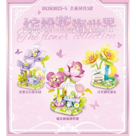 WISE BLOCK HA383023-S 383023-S non  THẾ GIỚI BIỂN HOA MUÔN MÀU 3 LOẠI HÌNH DÃ NGOẠI RỪNG KẸO BÔNG KHU VUI CHƠI GIẢI TRÍ FLOWER VINE GEM THÁC NƯỚC PIANO ÁNH TRĂNG bộ đồ chơi xếp lắp ráp ghép mô hình Creator THE FLOWER COLLECTION Sáng Tạo