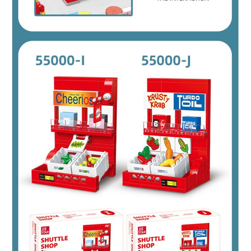 JIESTAR 55000 non  CỬA HÀNG TIỆN LỢI 24 GIỜ bộ đồ chơi xếp lắp ráp ghép mô hình City SHUTTLE SHOP Thành Phố 845 khối