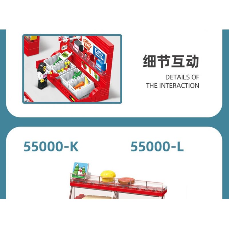 JIESTAR 55000 non  CỬA HÀNG TIỆN LỢI 24 GIỜ bộ đồ chơi xếp lắp ráp ghép mô hình City SHUTTLE SHOP Thành Phố 845 khối