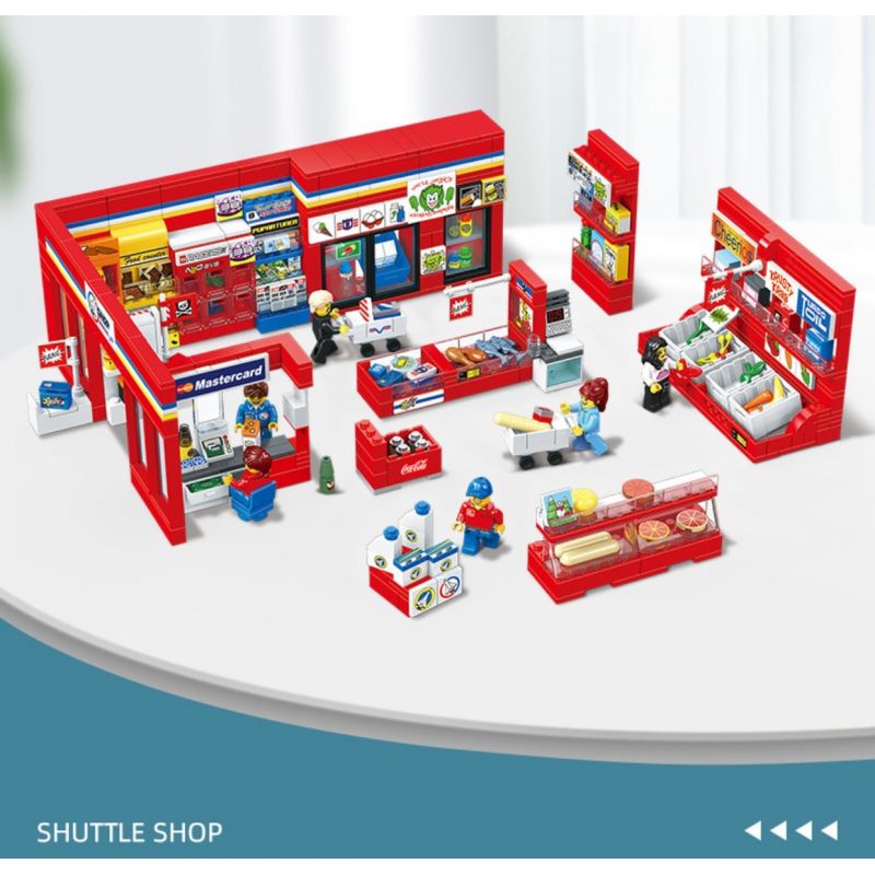 JIESTAR 55000 non  CỬA HÀNG TIỆN LỢI 24 GIỜ bộ đồ chơi xếp lắp ráp ghép mô hình City SHUTTLE SHOP Thành Phố 845 khối