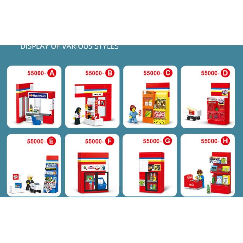 JIESTAR 55000 non  CỬA HÀNG TIỆN LỢI 24 GIỜ bộ đồ chơi xếp lắp ráp ghép mô hình City SHUTTLE SHOP Thành Phố 845 khối