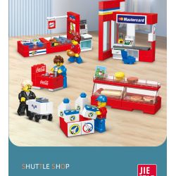 JIESTAR 55000 non  CỬA HÀNG TIỆN LỢI 24 GIỜ bộ đồ chơi xếp lắp ráp ghép mô hình City SHUTTLE SHOP Thành Phố 845 khối