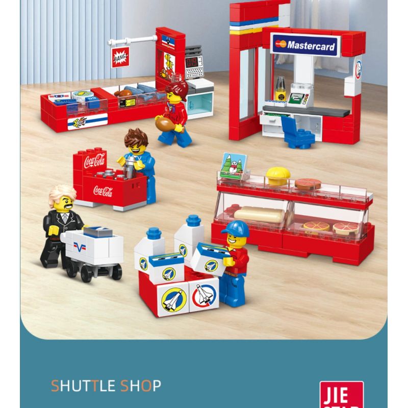 JIESTAR 55000 non  CỬA HÀNG TIỆN LỢI 24 GIỜ bộ đồ chơi xếp lắp ráp ghép mô hình City SHUTTLE SHOP Thành Phố 845 khối