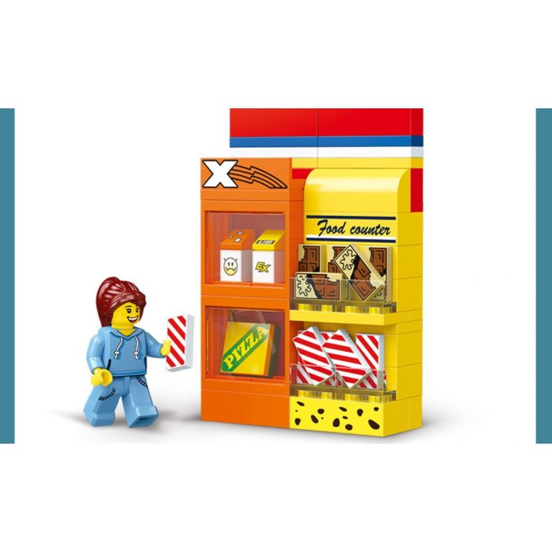 JIESTAR 55000 non Lego CỬA HÀNG TIỆN LỢI 24 GIỜ bộ đồ chơi xếp lắp ráp ghép mô hình City SHUTTLE SHOP Thành Phố 845 khối