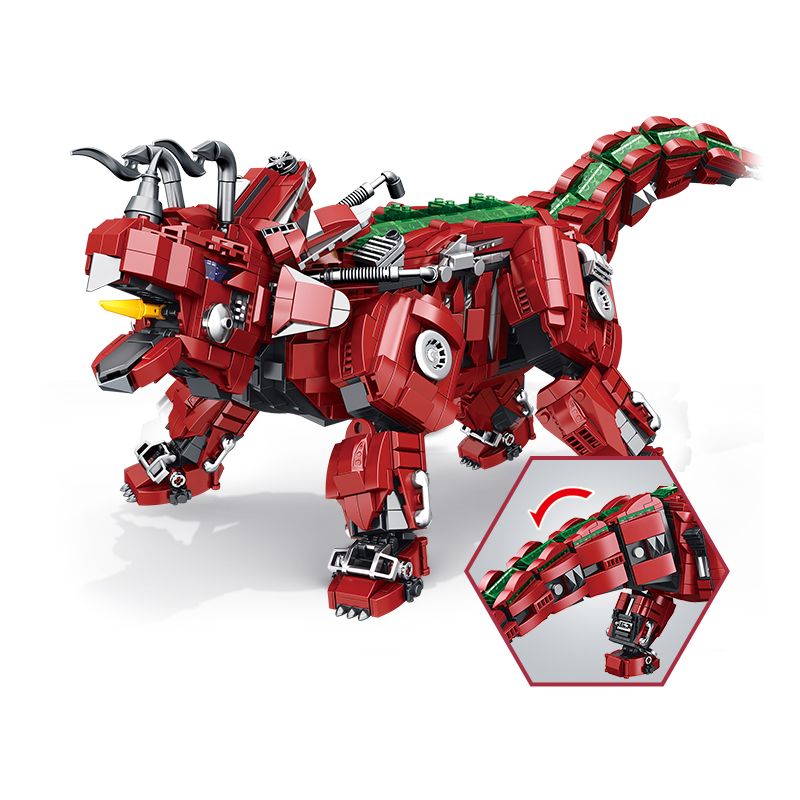 PanlosBrick 611012 Panlos Brick 611012 non Lego TRICERATOPS CƠ KHÍ LỚN bộ đồ chơi xếp lắp ráp ghép mô hình MECHANICAL DINOSAUR TRICERATOPS 1992 khối